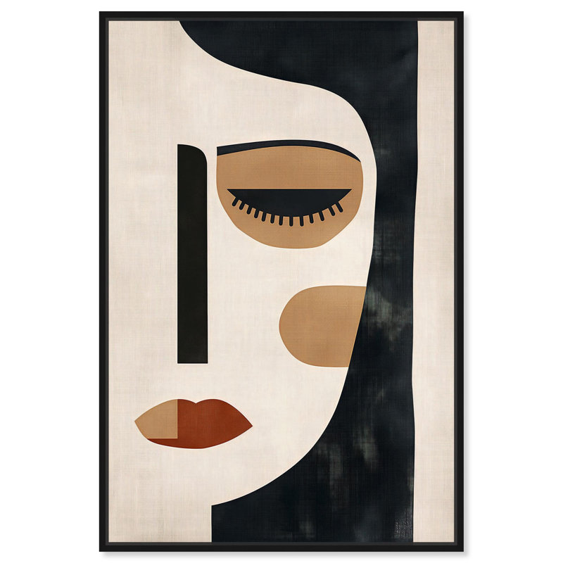 Toile «Face Moderne II» par Art Remedy, Cadre flottant, H 16 po x l 11 po, Noir
