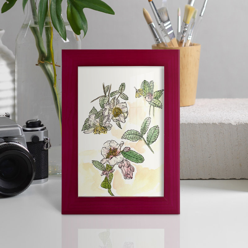 Camellia Study, reproduction d'art encadrée, Cadre rouge, H 6 po x l 4 po x P 1 po