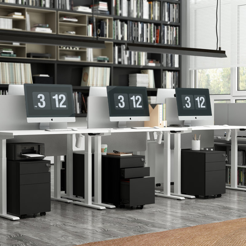  3-Drawer Mobile Vertical Filing Cabinet, Black