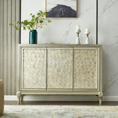 Buffet champagne argent massif et bois manufacturé