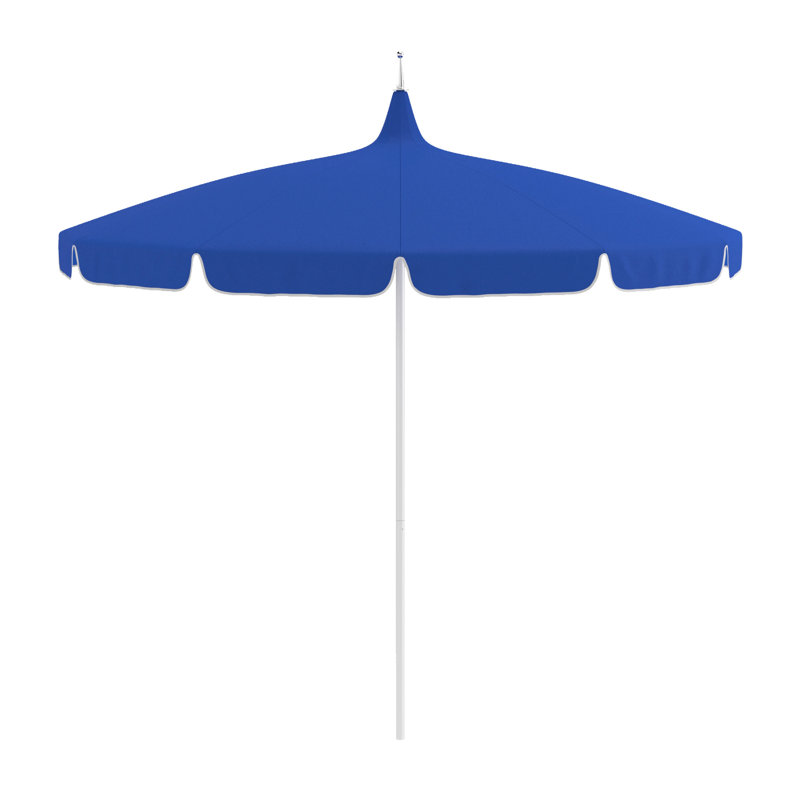Parasol de marché en forme de pagode anodisé argent 8,5 pieds, Toile Sunbrella® bleu pacifique