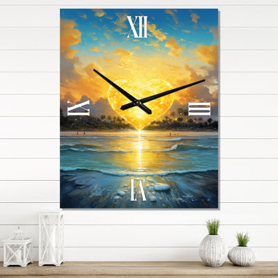 Heartshaped Sunsrise At The Ocean Horizon - African American Woman  Very Large Wall Clocks