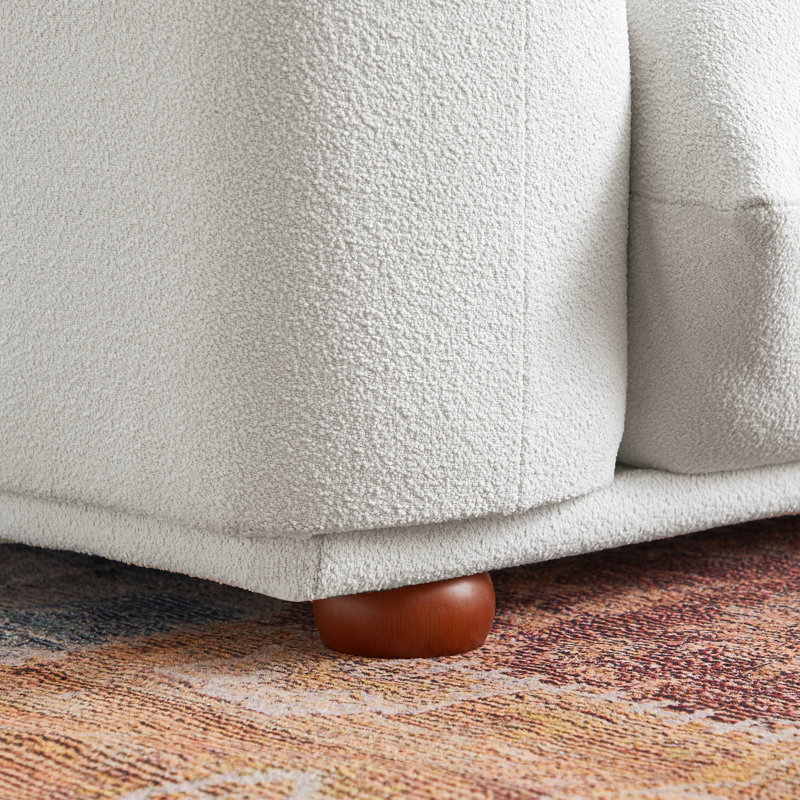 Canapé à accoudoirs arrondis 100 po Maly, Crème Boucle