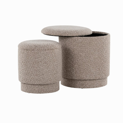 Ottoman Set In Light Brown Fabric