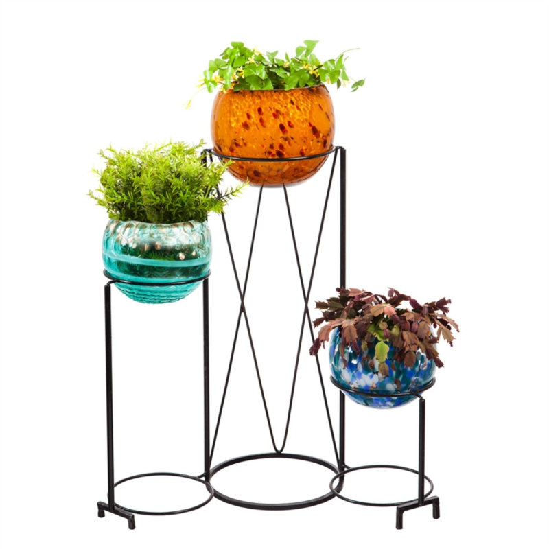pots à fleurs en verre 3 pièces