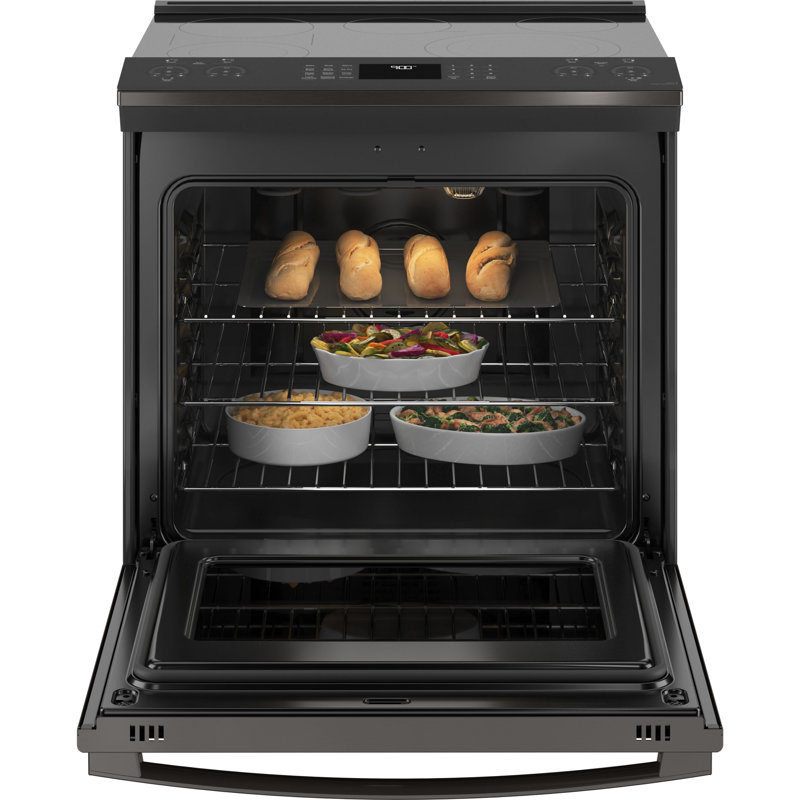 GE Profile Smart Appliances 30" 5.3 cu.ft. Slide-in Electric Range, Black Stainless