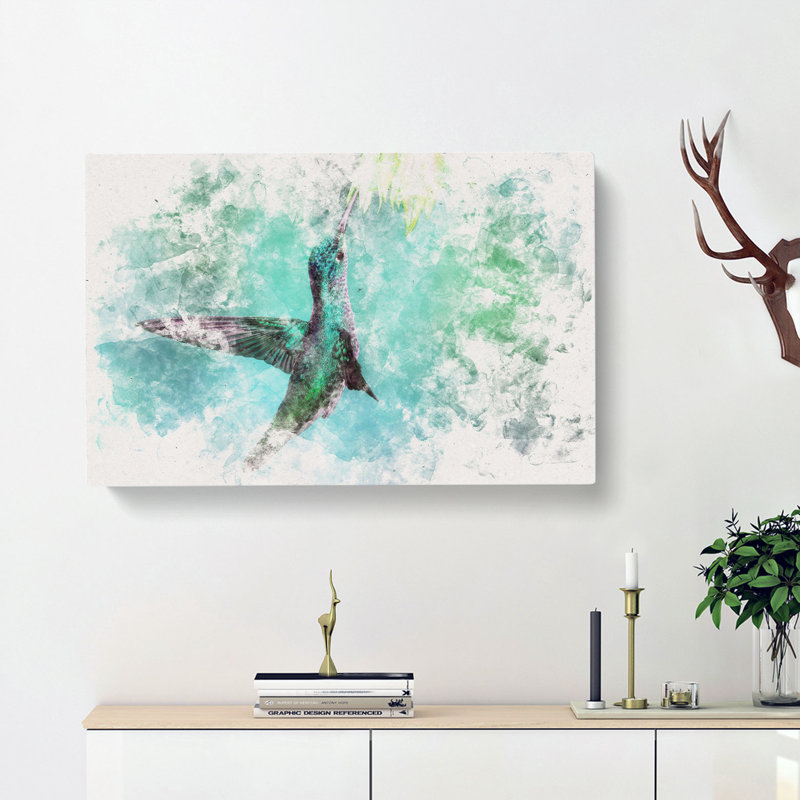 Green Hummingbird - Wrapped Canvas, 60cm H x 91cm W x 3cm D