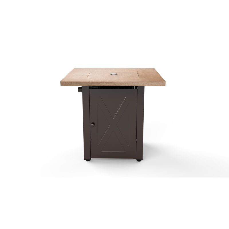 Yellow Wood Mocha X Square Propane Fire Pit Table