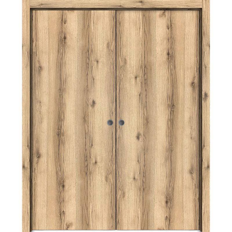 Panelled Wood Planum Sliding Closet Doors, Oak, 60" x 84"