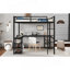 Lit mezzanine double en métal avec bureau, tablettes et conception en forme de L pour une configuration de chambre fonctionnelle et peu encombrante.-1551468048-1551468055