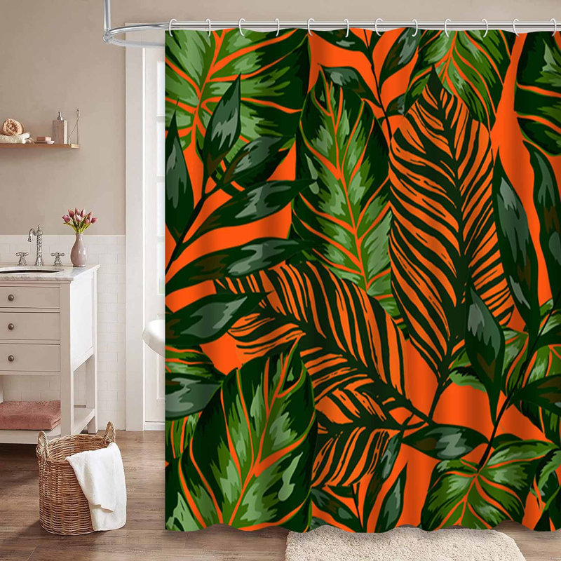 Rideau de douche imperméable aquarelle Palm Tropical Monstera avec 12 crochets, L 72 po x l 84 po