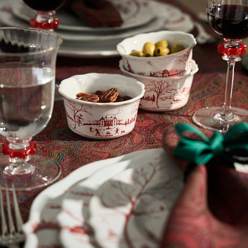 Country Estate Winter Frolic Ramekin, Ruby