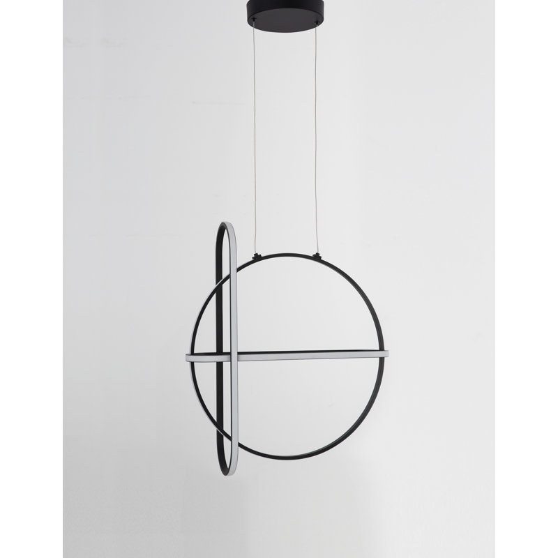 3 - Light LED Unique/Statement Pendant, Black