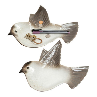 Ensemble de 2 assiettes à oiseaux en céramique