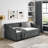 Twin Size Daybed With Twin Size Trundle Upholstered Tufted Sofa Bed, With Button On Back And Nail On Waved Shape Arms (80.5"X41"X30.5")-1238455642-1238455640