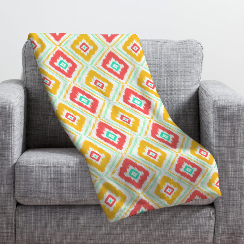 Jeté Jacqueline Maldonado, Petit, Ikat zig-zag blanc