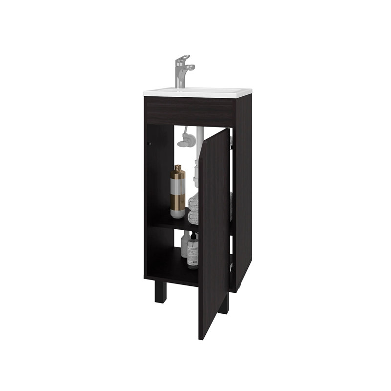 Meuble-lavabo avec lavabo et robinet intégrés, Marron foncé