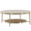Amalfi 43 Inch Round Cream Quartz Top Desert Gold Metal Base Cocktail Table