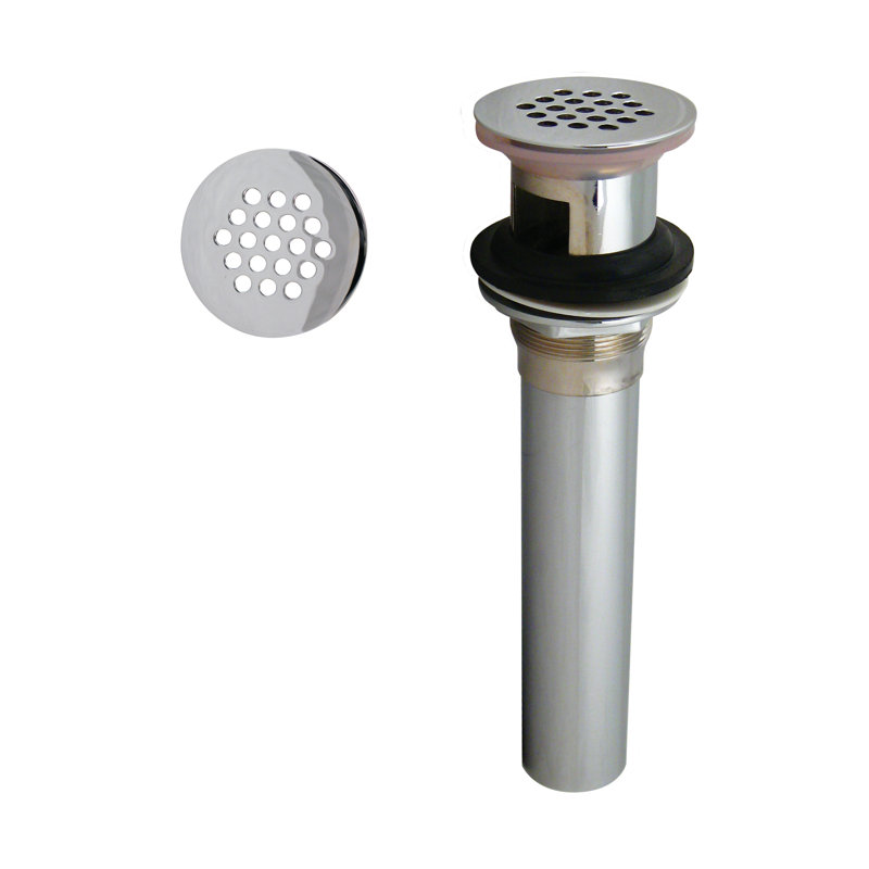 Ensemble de drain de grille avec trous de trop-plein - Grille, Chrome poli
