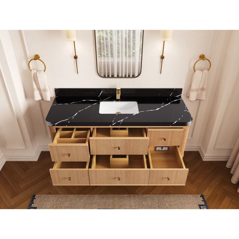 Chêne flottant Hampton X P 22 po De salle de bain Quartz, Noir Calacatta