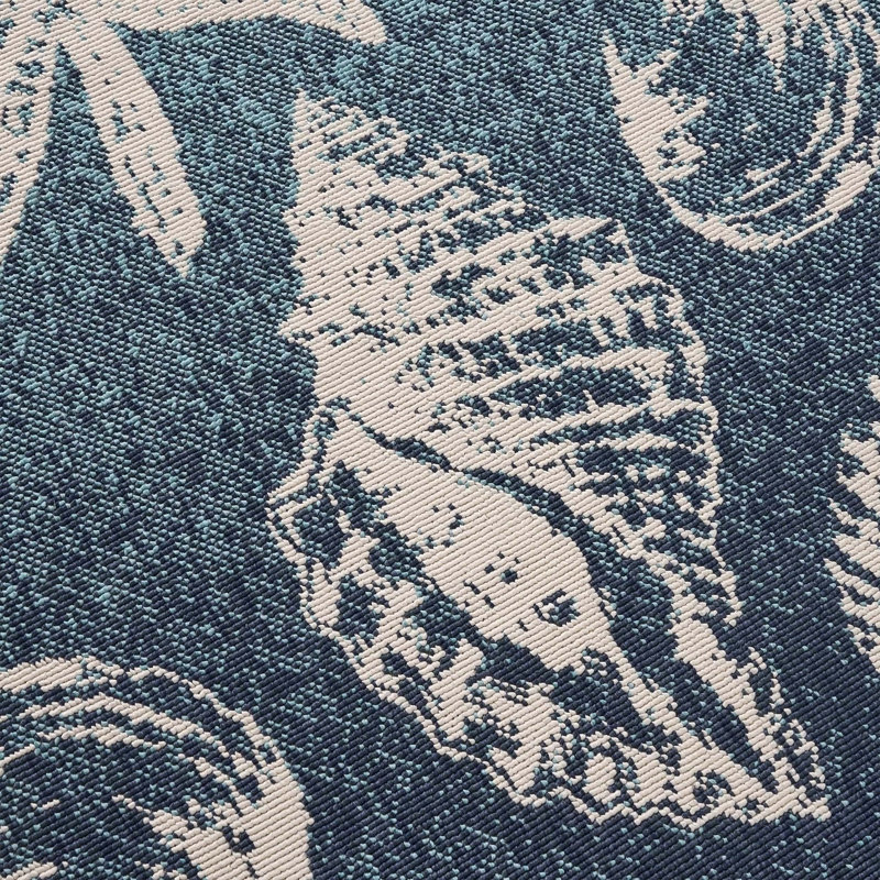 Blue Rectangle Polypropylene Area Rug 5'3" X 7'