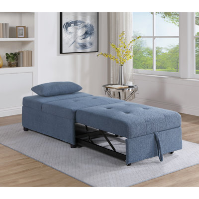 Blue Gray Fabric Sleeper Couch With Seat And Upholstery