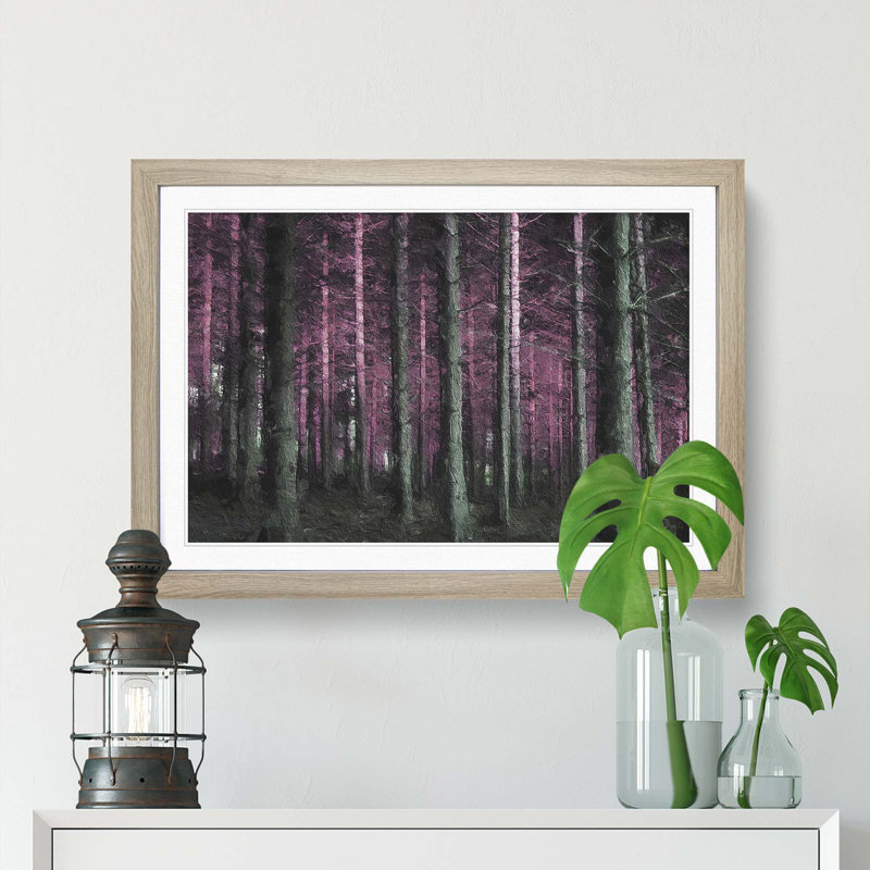 Forest in Pink - Framed Print, Oak Framed, 27cm H x 36cm W x 2cm D