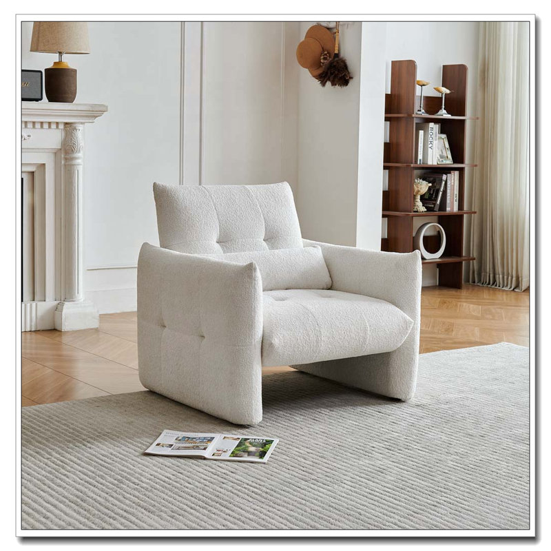 Canapé simple rembourré en velours avec coussin lombaire pour le salon, la chambre à coucher et le salon de lecture, Beige
