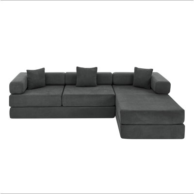108'' Modular Sectional Sofa with L-Shape Chaise, Boneless Cloud Couch with Deep Seat, Sponge Compression Sofas No Assembly Required, Modern Sofa Fold
