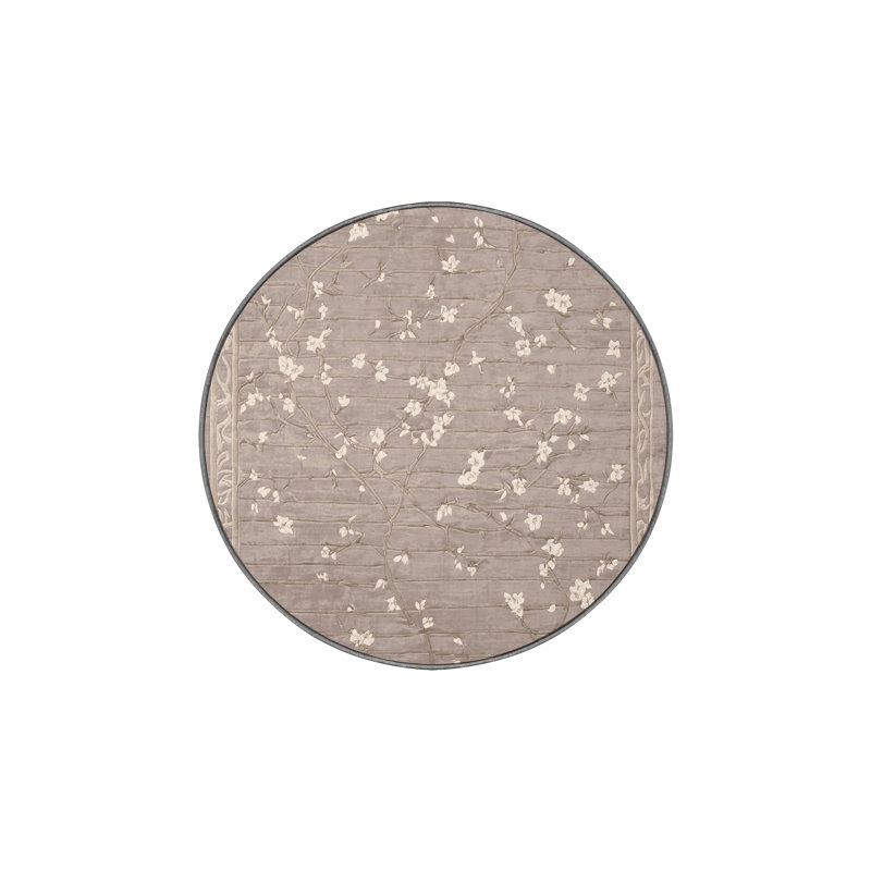 Tapis gris lavable à la machine, Rond 3 pi