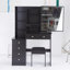 Table de chevet 37 po + tabouret rembourré, très grand miroir coulissant à droite, rangement multi-couches à grande capacité, ensemble de coiffeuse pratique à la mode, certificat EPA, GCC, UL-1742500446