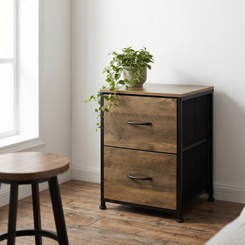 FURNITURE RANGE MOORE  BEDSIDE TABLE BLACK/BROWN