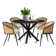 Bertwalda 4 - Person Dining Table Sets With 39.4'' Round Table & 4 Upholstered Boucle Armchairs