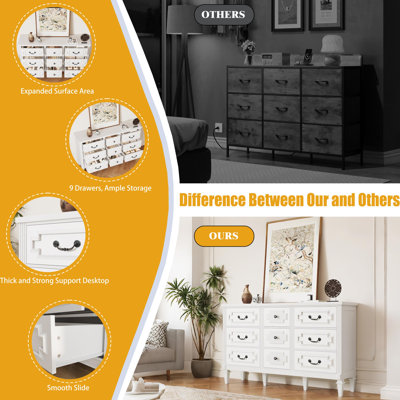 Commode 9 tiroirs Vintage - Commode de ferme avec ensemble de sécurité anti-basculement pour chambre