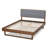 Artesha Mid-Century Modern Light Grey Fabric Upholstered And Ash Walnut Finished Wood King Size Platform Bed-671352809-769695771
