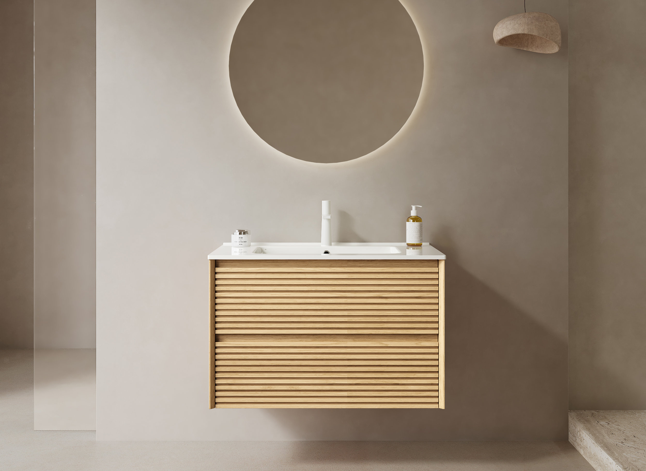 Ebern Designs Justin Wall-Mounted Floating Bathroom Vanity with Ceramic ...