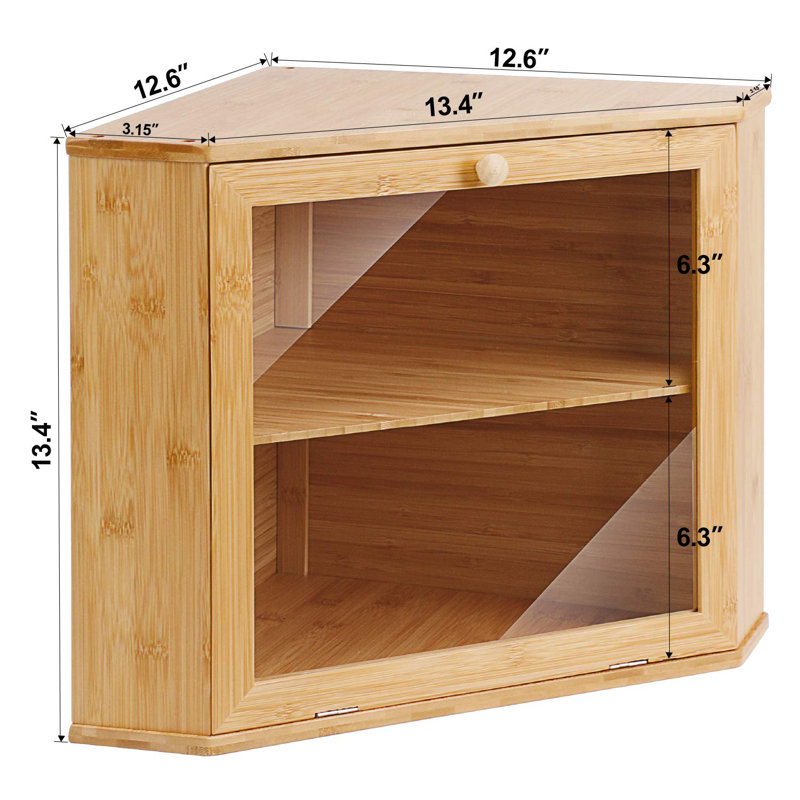 Double Layer Large Capacity Buchanan Corner Bread Box Suitable For Kitchen Countertop, Food Storage Room, Nature