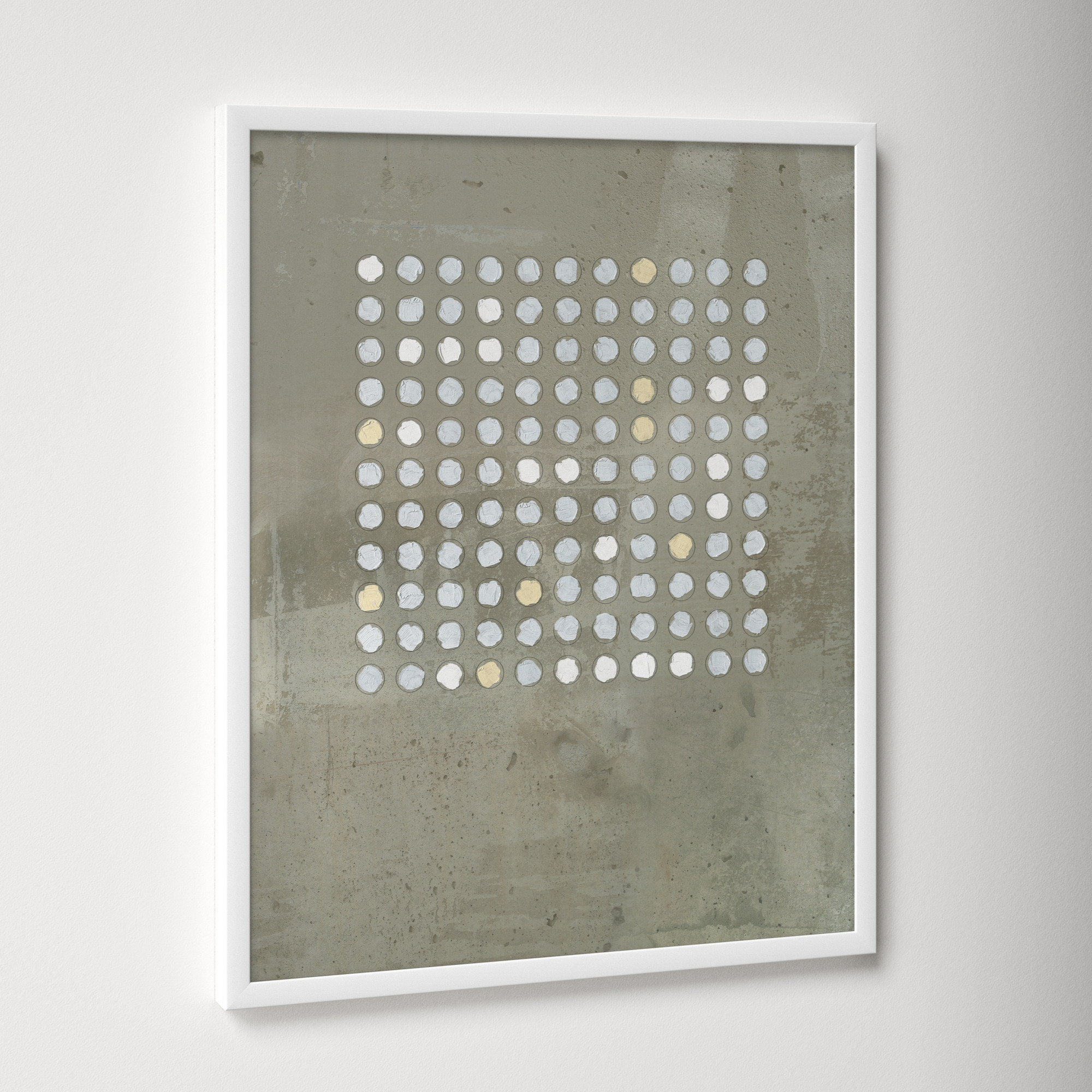 Circles In Squares 2 by Jacques Pilon, 25" H x 20" W x 1.25" D, White