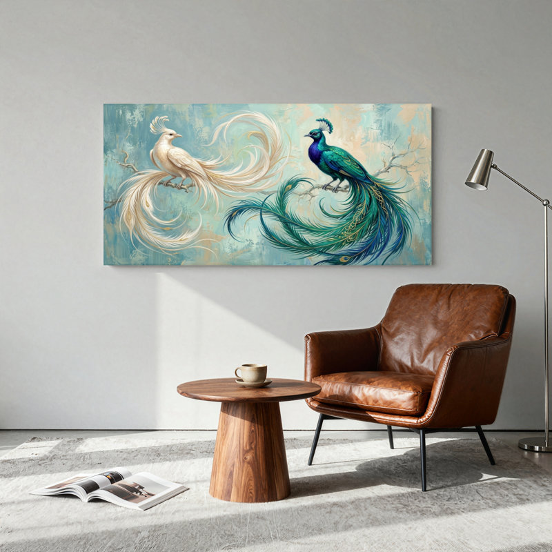 Ensemble de 1 tableau sur toile Paon Phénix, L 46 po x H 24 po, Wrapped Canvas