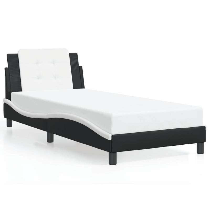 Cadre de lit vidaXL avec DEL sans matelas Zadar noir et blanc 90 x 190 cm