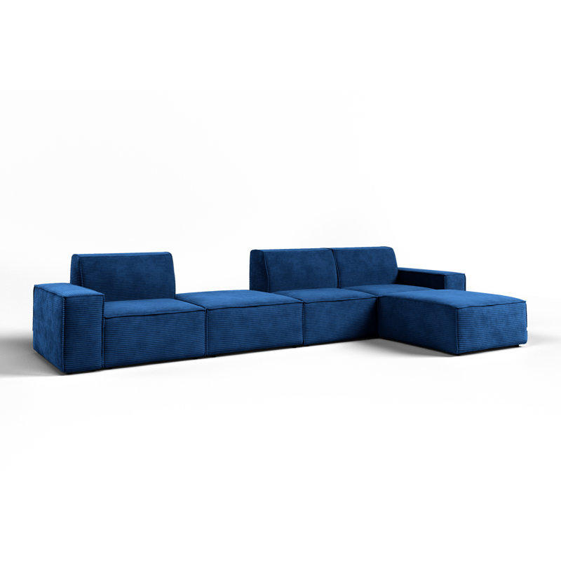 Burkittsville 5 Seater Corner Sofa , Navy Blue, Right Hand Facing