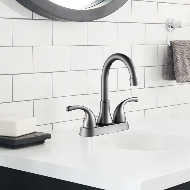 Classic Flow 4" Centerset Bathroom Faucet With Drain, Brushed Grey
