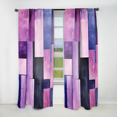 Kavya Tachisme Purple Cubism Brush II - Modern Velvet Curtain - Room Darkening - 1 panel