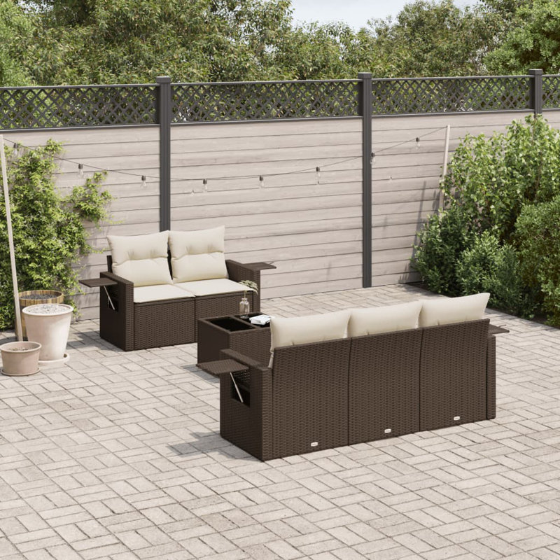 Vidaxl Garden Sofa Set Brown, Cream White