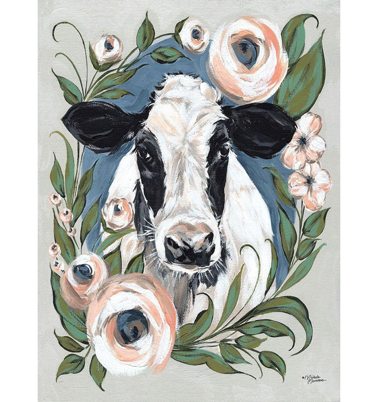 Art sur toile tendue par August Grove® Norman, Michelle, titré «Vintage Frame Cow», H 47 po x l 36 po