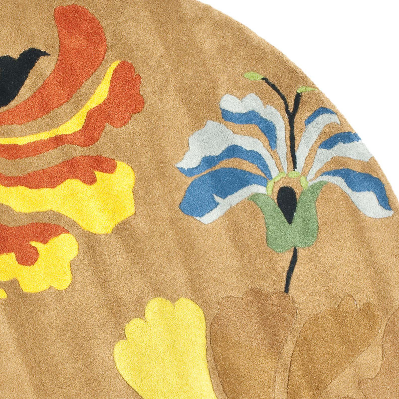 Candelo Hand Tufted Wool And Viscose Floral Rug, Round 8'