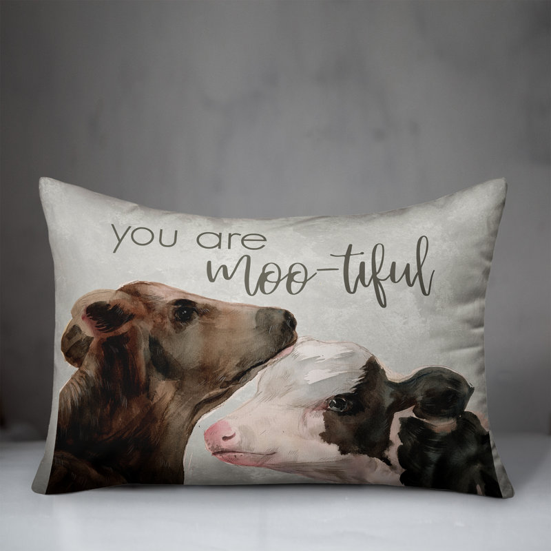 Housse de coussin à motif de vaches aquarelle/insert