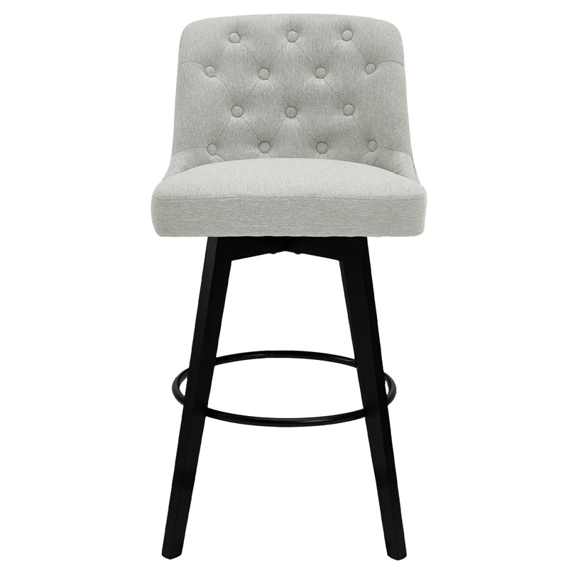 Ensemble de 2 tabourets de bar pivotants à hauteur de comptoir de 30 po avec dossier bas et repose-pieds capitonnés Minceta, tissu de performance pour îlot de cuisine