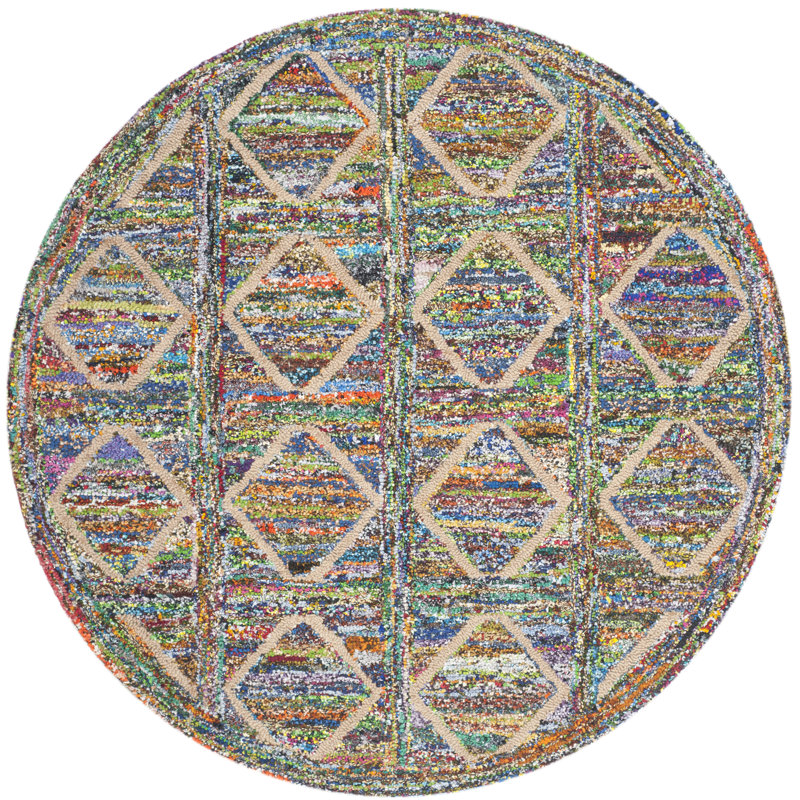 Anaheim Hand Tufted Cotton/Jute Geometric Rug, Round 4'