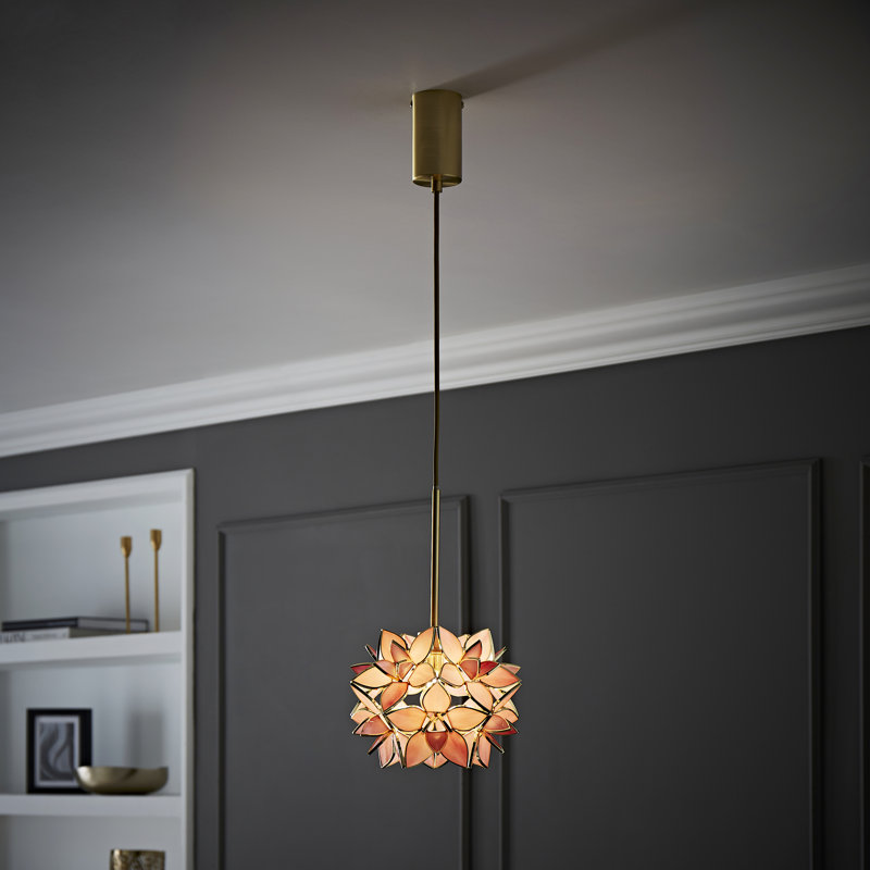 Allissia 1 - Light Brushed Gold Pendant, Pink